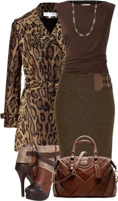 85+ Fashionable Work Outfit Ideas for Fall & Winter 2020 | Pouted Gail Fisher, Mode Over 50, Elegant Work Outfits, Fashionable Work Outfit, Print Coat, Brown Dress, Work Attire, Work Fashion