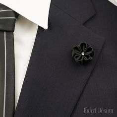 "Mini Black Kanzashi Flower Lapel Pin with 4mm Swarovski Silver Night Crystal SIZE: 1\" Comes in a Luxury Black box with Non-Tarnish Cotton. Become a Fan on Facebook:  https://www.facebook.com/BoArtDesign Become a Fan on Pinterest: https://www.pinterest.com/BoArtDesign NOTE Please note, that items may not be as large as they appear! Because every item is handmade, flower shape may slightly vary! While every effort is made to accurately represent the true colors of the ribbon/fabric used in my wo Lapel Flower Wedding, Flower Lapel, Flower Lapel Pin, Lapel Flower, Kanzashi Flowers, Ribbon Crafts, Flower Wedding, Baby Crafts, Black Box