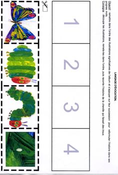 an insect themed counting game with numbers and pictures on it's side, including the number