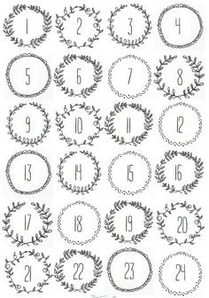 printable numbers and wreaths for each number