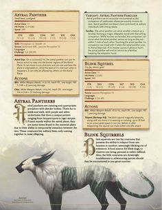 an animal info sheet with information about the different types of animals and their names on it