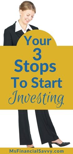 a woman holding a sign that says your 3 steps to start investing