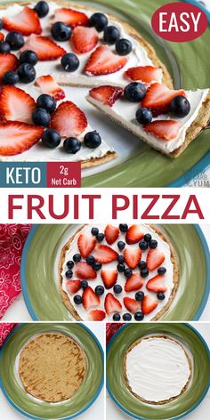 the keto fruit pizza is ready to be eaten