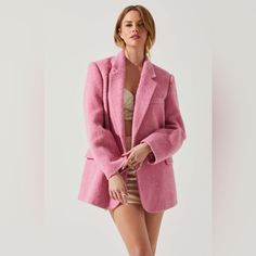 Nwt Astr The Label Kindra Wool Blend Coat Pink Large Pit To Pit 22” Length 31.5” Notched Lapels Long Sleeves Padded Shoulders Single, Front-Button Closure Flap Pockets Dry Clean Only Self: 70% Polyester, 30% Wool, Lining: 100% Polyester Astr The Label, Wool Blend Coat, Fall Shopping, Sweater Weather, Wool Coat, S Models, Sweater Shop, New Outfits, The Label