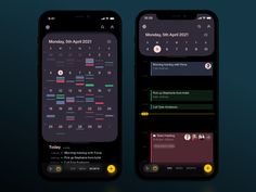 two iphone screens showing the calendars on each side and different times on the same screen