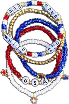 Usa Bracelet, Red White And Brew, Patriotic Bracelet, Party In The Usa, Bracelet Party, Red White And Blue, 4th Of July, Red White, Red And White