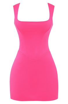 This sleek minidress is cut from luxurious duchess satin in a curve-hugging silhouette that's supported by a corseted bodice to contour your waist. Exclusive retailer 31" length (size Medium) Square neck Sleeveless Lined 100% polyester Dry clean Imported Hot Pink Outfit, Fashion Moodboard, Pink Corset, Pink Things, Duchess Satin, Hugging Silhouette, Necklace Dress, Corset Mini Dress, Square Neck Dress