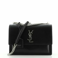 Saint Laurent Sunset Shoulder Bag Medium Black Leather for sale online | eBay Large Leather Crossbody Bag, Cross Body Bag Black, Large Crossbody Bags, Trending Handbag, Chain Crossbody Bag, Tote Bag Purse, Professional Pictures, Saint Laurent Bag, Shoulder Tote Bag