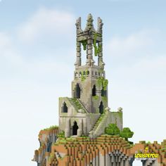 Stronghold Minecraft Ideas, Minecraft Spooky Castle, Island Builds Minecraft, Lord Of The Rings Minecraft Builds, Minecraft Island Castle, Ancient Minecraft Builds, Minecraft Rivendell, Mid Evil Minecraft Builds, Minecraft Buildings Houses