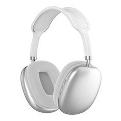 a pair of white headphones on a white background