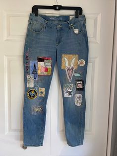 This Womens Jeans item by RobinLiefeldCreates has 14 favorites from Etsy shoppers. Ships from Elmhurst, IL. Listed on Oct 9, 2023 Fitted Blue Jeans With Patches, Casual Blue Embellished Jeans, Spring Fitted Jeans With Patches, Casual Embellished Cotton Jeans, Creative Patches, Jeans With Hearts, Jeans Stitching, Ladies Jeans, Patchwork Jeans