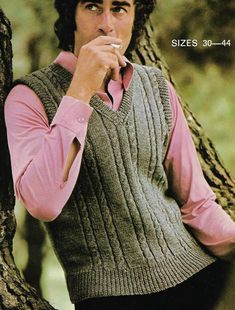 PDF knitting pattern digital download Men's Slipover Vest - cables with V-neck Instructions for both 4 ply and DK 8 ply yarn or wool 4 ply version uses 9-13 x 25 gram balls approx. DK 8 ply version uses 11-16 ozs approx. Sizes: 30-44 inch (76-112 cm) chest All my patterns use UK/NZ/AU knitting terms and are only available in English at this stage Knitted Vest Outfit Men, Slipover Knitting Pattern, Mens Knit Sweater Pattern, Vest Knitting Pattern, Knit Vest Pattern Free, Etsy Knitting Patterns, Waistcoat Pattern, Knitwear Details, Vest Pattern Free