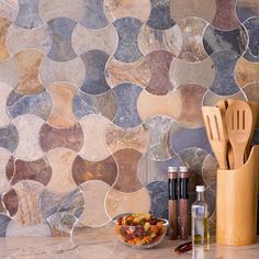 slate mosaic tile backsplash Slate Mosaic, Blue Kitchen Tiles, Bathroom Pool, Slate Tile Floor, Colorful Backsplash, Mosaic Tile Sheets, Shower Tiles, Natural Stone Tiles, Shower Wall Tile