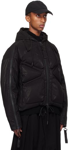 RDS-certified down-filled and quilted nylon-blend taffeta jacket. D-ring pull-tabs at zip hardware. · Drawstring at hood and hem · Two-way zip closure · Zip seam pockets · Two-way zip vent at sleeves · Welt pocket at interior · Full recycled polyester sateen lining Supplier color: Black cloud Fill: 90% white duck down, 10% feather. Quilted Nylon Hooded Jacket For Streetwear, Modern Nylon Puffer Jacket, Modern Nylon Puffer Jacket For Outdoor, Functional Nylon Puffer Jacket With Drawstring Hood, Quilted Nylon Puffer Jacket For Streetwear, Streetwear Quilted Nylon Puffer Jacket, Modern Nylon Hooded Jacket, Urban Nylon Hooded Jacket With Zipper Closure, Urban Nylon Puffer Jacket With Zipper Closure