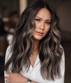 Easy to Maintain Ash Brown Highlights Balayage For Black Hair, Natural Ash Brown Hair, Medium Ash Brown Hair, Balayage On Black Hair, Light Ash Brown Hair, Brown Hair Trends, Platinum Blonde Balayage, Gray Balayage, Ash Brown Hair Color