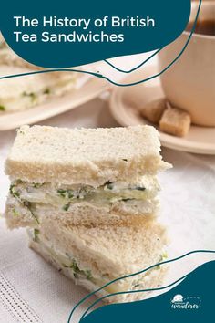 two sandwiches stacked on top of each other with the words, the history of british tea sandwiches