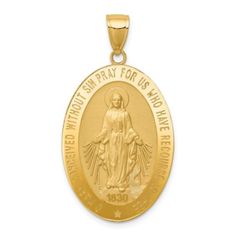 14k Yellow Gold Miraculous Medal Pendant 5.2 Grams Imported 41mm High X 21mm Wide Mcqgrel135 Yellow Gold Round Miraculous Medal Jewelry, Yellow Gold Miraculous Medal Jewelry, 14k Gold Tarnish Resistant Yellow Jewelry, Tarnish Resistant 14k Gold Yellow Jewelry, Oval Yellow Gold Jewelry With Shiny Finish, Oval Miraculous Medal In Yellow Gold Jewelry, Oval Miraculous Medal Yellow Gold Jewelry, 14k Gold Miraculous Medal Jewelry In Gold, Yellow Gold Oval Miraculous Medal Jewelry