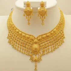 Gold Set Design, Heavy Necklace, Pure Gold Jewellery, Gold Necklace Indian, Bridal Jewellery Design, Gold Necklace Indian Bridal Jewelry