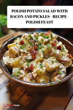 Enjoy this Polish potato salad with bacon and pickles with our simple and quick recipe. This salad is perfect as a side dish to Your Polish potluck!