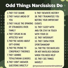 an old poster with the words odd things narcissts do