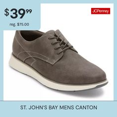 Make a suave style statement with this pair of St. John's Bay men's Canton sneakers. Crafted from smooth faux leather with a contrasting textured panel, this lace-up style has a memory foam insole for your comfort. Wear them to elevate jeans or chinos and a polo shirt. Features: Lug Sole, Memory FoamClosure Type: Lace-UpFootwear Technology: Memory Foam InsoleShoe Heel Height: FlatUpper/Outer Base Material: 98% Polyurethene, 2% PolyesterShoe Lining Material: Polyester, PolyurethaneSole Material … Shoes Oxford, Textured Panels, Comfort Wear, Style Statement, Lug Sole, Up Styles, Memory Foam, Oxford Shoes, Heel Height