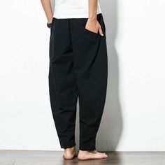 Material: Polyester, Cotton • Length: Full Length • Style: Casual, Flat, Wide Leg Pants • Decoration: None • Type: Full Length, Broadcloth, Loose, Mid, Drawstring Stretch Cotton Harem Pants For Leisure, Black Relaxed Fit Yoga Pants, Black Cotton Sweatpants For Yoga, Casual Black Cotton Yoga Pants, Casual Black Yoga Bottoms, Summer Yoga Pants With Tapered Leg, Cotton Harem Pants For Leisure, Black Casual Harem Pants For Yoga, Baggy Yoga Trousers For Spring