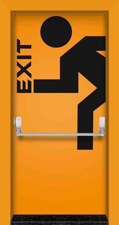 an exit sign is shown on the door