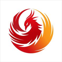 an orange and red bird logo