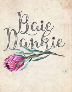 the words bake dankie are written in cursive writing on an old paper