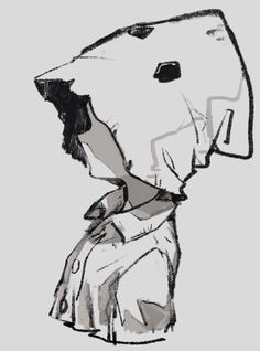 a black and white drawing of a dog's head