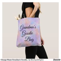 Change Name Grandma's Goodie Bag Pastel Tote Bag Quotes, Circuit Projects, Goodie Bags, Designer Pillow, Hand Towels