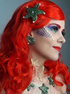 Little Mermaid Makeup, The Little Mermaid Musical, Ariel Makeup, Recycled Costumes, Mermaid Stories, Ariel Costumes, Rave Makeup, Character Makeup