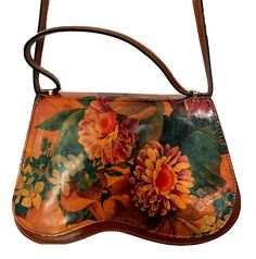 Patricia Nash Gwynne Convertible Leather Crossbody Bag-Multicolor Floral-NWT | eBay Sabyasachi Bags, Antique Metal, Zipper Top, Leather Handles, Crossbody Strap, Leather Handle, Leather Crossbody Bag, Saddle Bags, Leather Crossbody