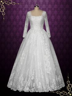 Ball Gown Lace Wedding Dress with Sleeves RIO Wedding Dress With Sleeves, Wedding Dressses, Veil Accessories, Lace Wedding Dress With Sleeves, Gown Style, Wedding Robe, Dress With Sleeves, Gorgeous Wedding Dress, Decorative Buttons