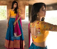 Blouse Designs For Half Saree, Half Saree Blouse Designs, Choli Blouse Design, Lehenga Saree Design, Choli Dress, Lehenga Blouse Designs, Silk Saree Blouse Designs, Half Saree Designs