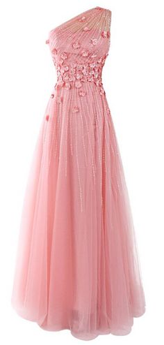 Prom Dresses One Shoulder, Beaded Party Dress, Prom Dresses Long Pink, One Shoulder Prom Dress, Pink Prom Dress, Dresses One Shoulder, A Line Prom Dresses, Chiffon Prom Dress, Long Prom Dress