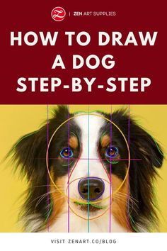 a dog's face with the words how to draw a dog step - by - step