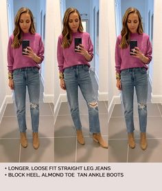 How to Wear Ankle Boots with Straight Leg Jeans - Merrick's Art Boots With Straight Leg Jeans, How To Wear Ankle Boots, Everlane Jeans, Tan Ankle Boots, Black Chelsea Boots, Purple Sweater, Vintage Jeans, Grey Sweater, Boyfriend Jeans