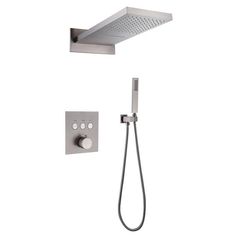 an overhead shower head with thermostaer and handset