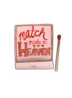 "match made in heaven" matchbook Art Print is a print of a my hand drawn watercolor painting. It features a festive lovers/Valentine's Day pink + red matchbook and a match.It is printed on a cold press, watercolor textured paper. Acid free, archival, and very sturdy with a matte finish. They are quickly shipped in both