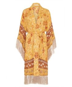 Our exquisite Mystic Tasseled Robe with its striking hues and stunning border placement on the sleeve and hem, is a vison of opulence. Featuring statement tassel fringe on the hem and sleeve opening, a detachable tie belt, belt loops and statement sleeves, this magnificent robe is perfect for a whimsical afternoon cocktail or an easy Sunday morning.Pair with our divine La Gauze Lace Bustier, worn denim and slides for a catch-up with the girls, or lounge like a ray of dappled sunlight and take th Chasing Unicorns, Statement Sleeves, Lace Bustier, Belted Jacket, Tassel Fringe, Tie Belt, Blue Stripes, Sunflower, Lace Top