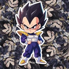 Chibi Vegeta Sticker - Turbo Vinyl Dragonball Stickers, Chibi Vegeta, Bouquet Toppers, King Vegeta, Cartoon Tattoo Ideas, Chibi Dragon, Animated Shows, Graffiti Names, Cartoon Tattoo