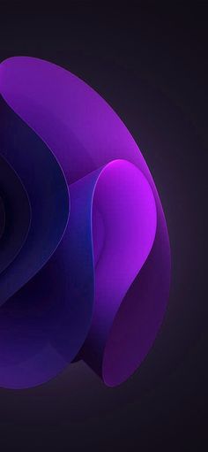 an abstract purple and blue background with curved shapes in the shape of a flower, on a black background