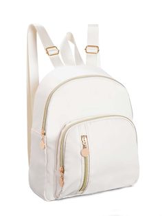 1 Pc Solid Color Simple Large-Capacity Children's Backpack, Suitable For Outdoor Travel, School Gifts  And Students For Boys Girls White    Polyester     Kids Bags & Luggage, size features are:Bust: ,Length: ,Sleeve Length: White Leather Backpack, Faux Leather Backpack, Colorful Backpacks, Backpack For Teens, Adjustable Bag, Childrens Backpacks, Stylish Storage Solutions, Mobile Phone Bag, Classic Backpack