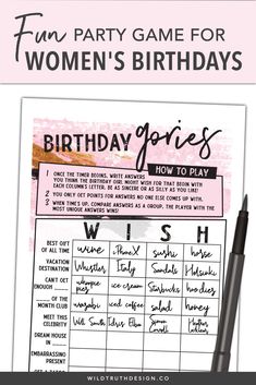 a birthday party game for women's birthdays