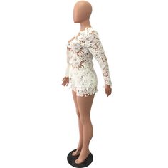 Nightclub Lace Long-sleeved Pants Suit White Long Sleeve Jumpsuits For Night Out, Spring Long Sleeve Jumpsuits And Rompers For Night Out, Spring Night Out Long Sleeve Sets, Spring Long Sleeve Sets For Night Out, Long Sleeve Sets For Spring Night Out, Long Sleeve Stretch Jumpsuits And Rompers For Going Out, Stretch Long Sleeve Jumpsuits And Rompers For Going Out, Long Sleeve Sets For Club And Spring Season, Pants Suit