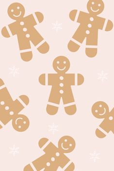 gingerbreads and snowflakes on a pink background