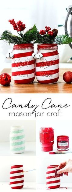 candy cane mason jar crafts for christmas