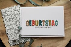 a greeting card with the word geburststag printed on it