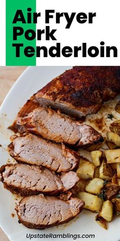 Best Air Fryer Pork Tenderloin - Quick & Easy Dinner  for quick dinner Pinterest pin. Pork Tenderloin Breakfast, Air Fryer Pork Loin Recipes, Air Fryer Pork Tenderloin Recipes, Pork Tenderloin In Air Fryer, Barbecue Pork Loin, Air Fryer Pork Tenderloin, Fried Pork Tenderloin, Cooking Pork Tenderloin, Air Fryer Pork